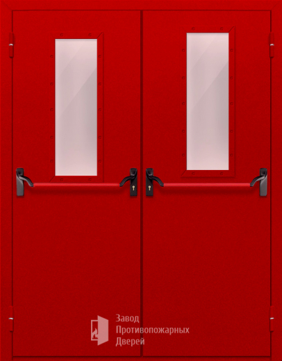 Фото двери «Двупольная с стеклом и антипаникой (красная)» в Дедовску