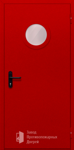 Фото двери «Однопольная с круглым стеклом (красная)» в Дедовску