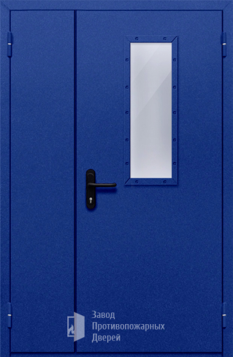 Фото двери «Полуторная со стеклом (синяя)» в Дедовску