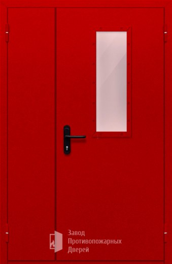 Фото двери «Полуторная со стеклом (красная)» в Дедовску