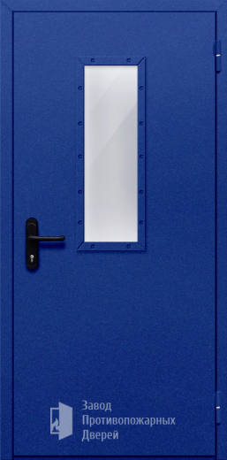 Фото двери «Однопольная со стеклом (синяя)» в Дедовску