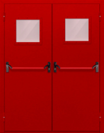 Фото двери «Двупольная со стеклопакетом и антипаникой (красная)» в Дедовску