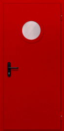 Фото двери «Однопольная с круглым стеклом (красная)» в Дедовску