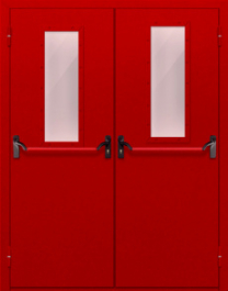 Фото двери «Двупольная с стеклом и антипаникой (красная)» в Дедовску