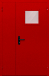 Фото двери «Полуторная со стеклопакетом (красная)» в Дедовску
