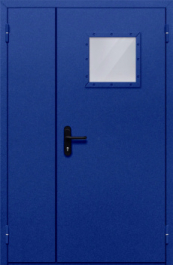 Фото двери «Полуторная со стеклопакетом (синяя)» в Дедовску